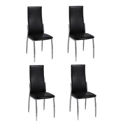 Krzesła stołowe, 4 szt., czarne, obite sztuczną skórą