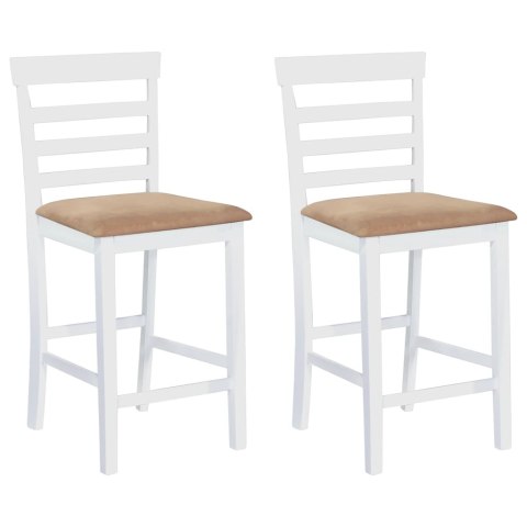 Krzesła barowe, 2 szt., białe, tkanina