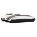 Rama łóżka, czarna, 200x200 cm, materiał drewnopochodny