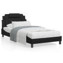 Rama łóżka z zagłówkiem, czarna, 100x200 cm, sztuczna skóra