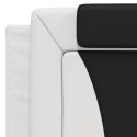 Rama łóżka z zagłówkiem, biało-czarna, 100x200 cm, ekoskóra