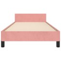 Rama łóżka z zagłówkiem, różowa, 90x200 cm, aksamitna
