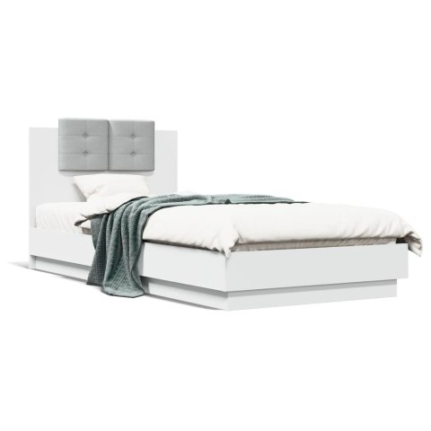 Rama łóżka z wezgłowiem, biała, 100x200 cm