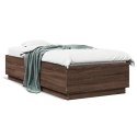 Rama łóżka z LED, brązowy dąb, 90x200 cm