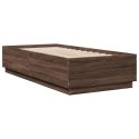 Rama łóżka z LED, brązowy dąb, 90x200 cm