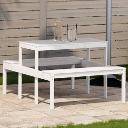 Stół piknikowy, biały, 110x134x75 cm, lite drewno sosnowe