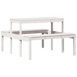 Stół piknikowy, biały, 110x134x75 cm, lite drewno sosnowe