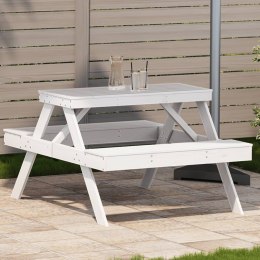 Stół piknikowy, biały, 105x134x75 cm, lite drewno sosnowe