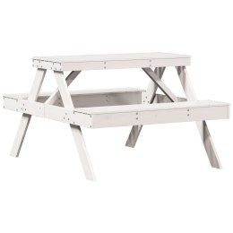 Stół piknikowy, biały, 105x134x75 cm, lite drewno sosnowe