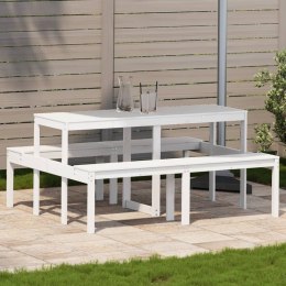 Stół piknikowy, biały, 160x134x75 cm, lite drewno sosnowe