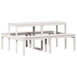 Stół piknikowy, biały, 160x134x75 cm, lite drewno sosnowe