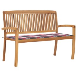 VidaXL Sztaplowana ławka ogrodowa z poduszką, 128,5 cm, drewno tekowe
