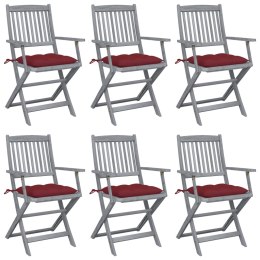 VidaXL Składane krzesła ogrodowe, 6 szt., z poduszkami, akacjowe