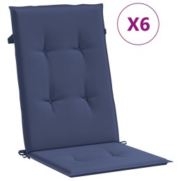 VidaXL Poduszki na krzesła z wysokim oparciem, 6 szt., granat, tkanina