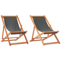 VidaXL Składane krzesła plażowe, 2 szt., szare, obite tkaniną