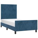 VidaXL Rama łóżka z zagłówkiem, ciemnoniebieska, 100x200 cm, aksamitna