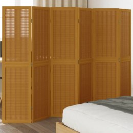 VidaXL Parawan pokojowy, 6-panelowy, brązowy, lite drewno paulowni