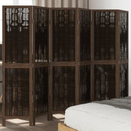 VidaXL Parawan pokojowy, 6-panelowy, ciemny brąz, lite drewno paulowni