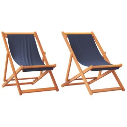 VidaXL Składane krzesła plażowe, 2 szt., niebieskie, obite tkaniną