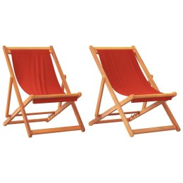 VidaXL Składane krzesła plażowe, 2 szt., czerwone, obite tkaniną