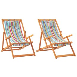 VidaXL Składane krzesła plażowe, 2 szt., wielokolorowe, obite tkaniną
