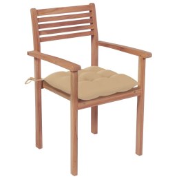 VidaXL Sztaplowane krzesła ogrodowe z poduszkami, 6 szt., tekowe