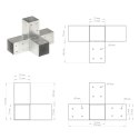 Łączniki w kształcie X, 4 szt., galwanizowany metal, 71x71 mm