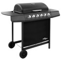 Grill gazowy z 6 palnikami, czarny