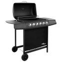 Grill gazowy z 6 palnikami, czarny