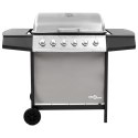 Grill gazowy z 6 palnikami, czarno-srebrny