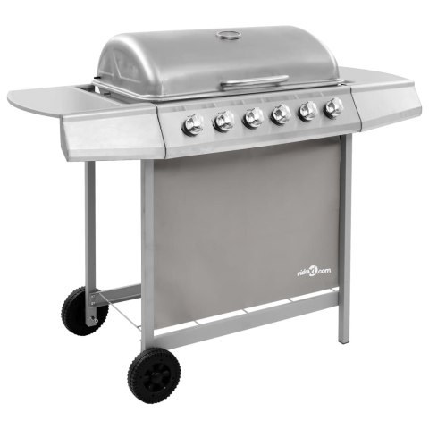 Grill gazowy z 6 palnikami, srebrny