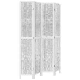 VidaXL Parawan pokojowy, 4-panelowy, biały, lite drewno paulowni