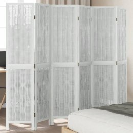 VidaXL Parawan pokojowy, 6-panelowy, biały, lite drewno paulowni