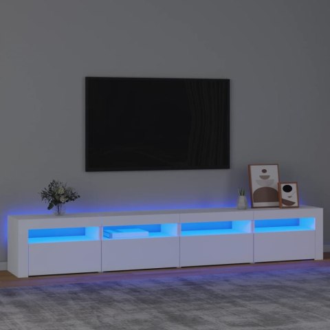 VidaXL Szafka pod TV z oświetleniem LED, biała, 240x35x40 cm