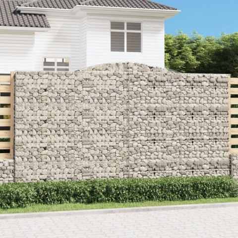 VidaXL Kosze gabionowe, 7 szt, 400x50x220/240 cm, galwanizowane żelazo