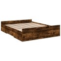 VidaXL Rama łóżka z szufladami, przydymiony dąb, 140x200 cm