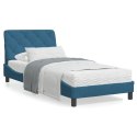 VidaXL Rama łóżka z zagłówkiem, niebieska, 90x190 cm, aksamitna