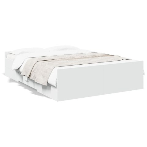 VidaXL Rama łóżka z szufladami, biała, 135x190 cm