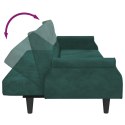 VidaXL 2-os kanapa rozkładana z poduszkami i podnóżkiem, ciemnozielona