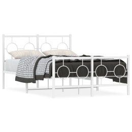 VidaXL Metalowa rama łóżka z wezgłowiem i zanóżkiem, biała, 120x200 cm