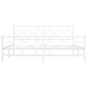 VidaXL Metalowa rama łóżka z wezgłowiem i zanóżkiem, biała, 183x213 cm