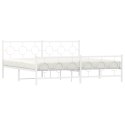 VidaXL Metalowa rama łóżka z wezgłowiem i zanóżkiem, biała, 200x200 cm