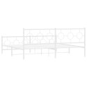 VidaXL Metalowa rama łóżka z wezgłowiem i zanóżkiem, biała, 200x200 cm