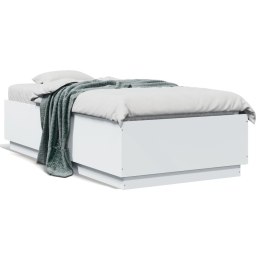 VidaXL Rama łóżka z LED, biała, 90x190 cm, materiał drewnopochodny