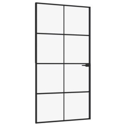 VidaXL Drzwi wewnętrzne, czarne, 102x201,5 cm, szkło i aluminium