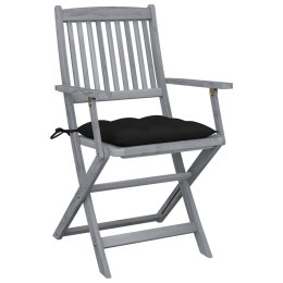 VidaXL Składane krzesła ogrodowe, 2 szt., z poduszkami, akacjowe