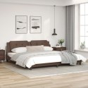 VidaXL Rama łóżka z zagłówkiem, brązowa, 200x200 cm, sztuczna skóra
