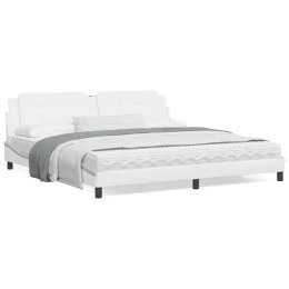 VidaXL Rama łóżka z LED, biała, 200x200 cm, sztuczna skóra