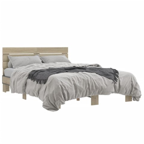 VidaXL Rama łóżka, dąb sonoma, 140x190 cm, materiał drewnopochodny
