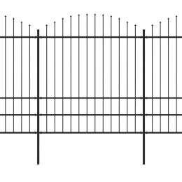 VidaXL Panele ogrodzeniowe z grotami, stal, (1,75-2) x 11,9 m, czarne